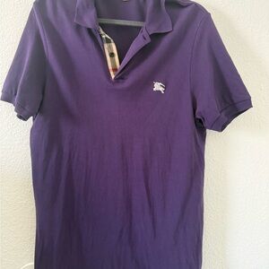 Burberry Purple Polo Shirt with Iconic Check Detail